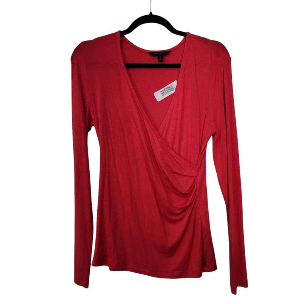 Banana Republic Elegant Drape Front Top - Coral, Size Small